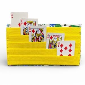 Hand Crafted Fabric Playing Card Holder 5 Pockets with Snap Closure 10.5” green
